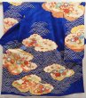 Photo1: 6724T12z1060 Vintage Japanese Kimono Silk FURISODE Chrysanthemum Royal blue (1)