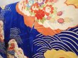 Photo2: 6724T12z1060 Vintage Japanese Kimono Silk FURISODE Chrysanthemum Royal blue (2)