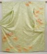Photo1: 6724T13z930 Vintage Japanese Kimono Silk FURISODE Paulownia Light green (1)