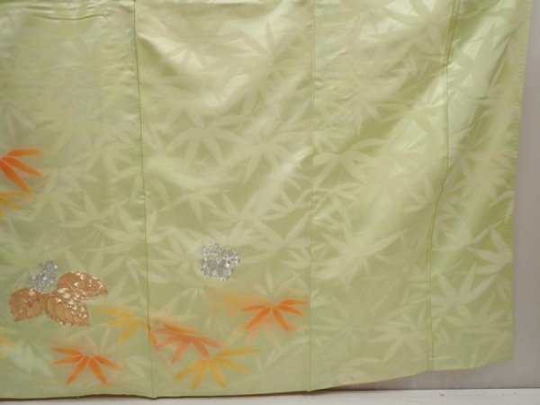 Photo7: 6724T13z930 Vintage Japanese Kimono Silk FURISODE Paulownia Light green (7)