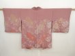 Photo1: 6817T01z650 Vintage Japanese Kimono Silk HAORI Peony Rosy brown (1)