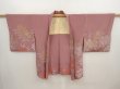 Photo6: 6817T01z650 Vintage Japanese Kimono Silk HAORI Peony Rosy brown (6)