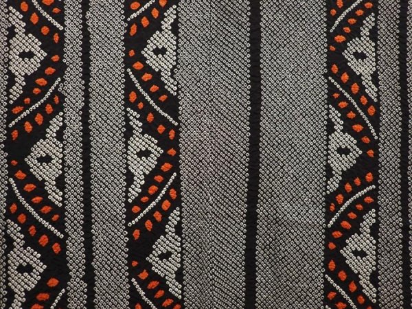 Photo3: 6817T02z580 Vintage Japanese Kimono Silk SHIBORI HAORI  Black (3)