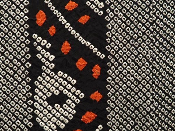 Photo4: 6817T02z580 Vintage Japanese Kimono Silk SHIBORI HAORI  Black (4)