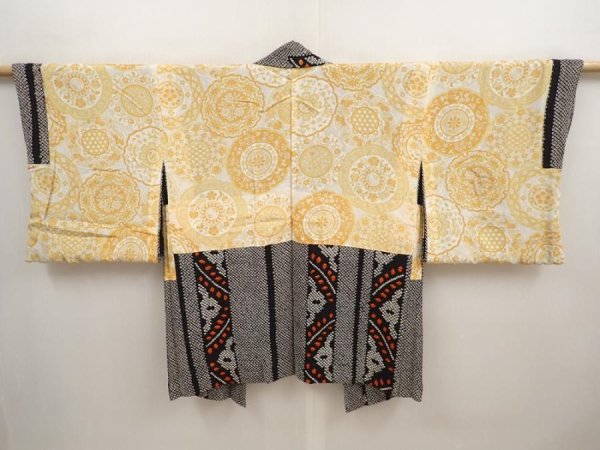 Photo6: 6817T02z580 Vintage Japanese Kimono Silk SHIBORI HAORI  Black (6)