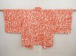 Photo1: 6817T03z520 Vintage Japanese Kimono Silk HAORI Flower Dark coral (1)