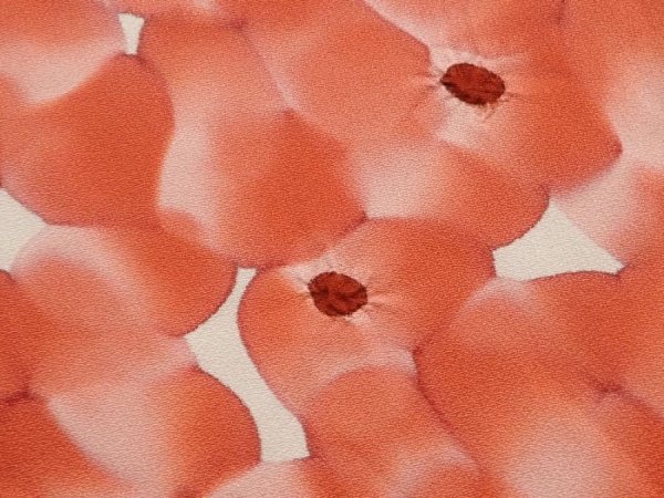 Photo4: 6817T03z520 Vintage Japanese Kimono Silk HAORI Flower Dark coral (4)