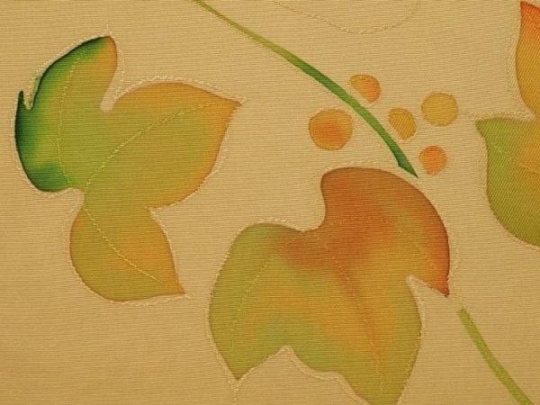 Photo4: 6817T04z540 Vintage Japanese Kimono Silk HAORI Ivy Saffron yellow (4)