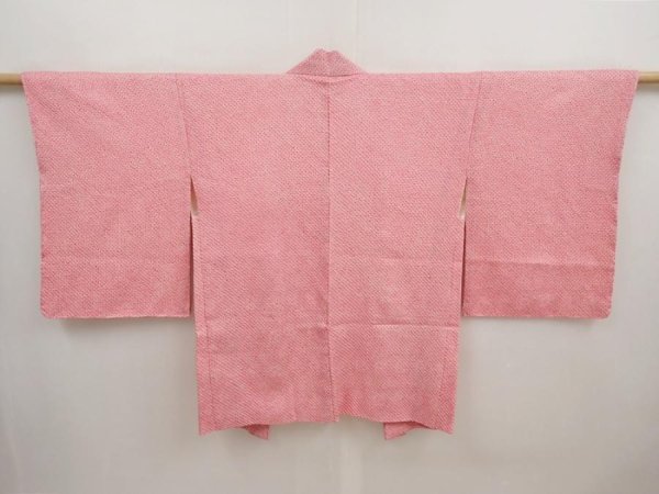 Photo1: 6817T05z400 Vintage Japanese Kimono Silk SHIBORI HAORI  Pink (1)