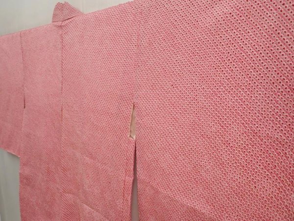 Photo2: 6817T05z400 Vintage Japanese Kimono Silk SHIBORI HAORI  Pink (2)
