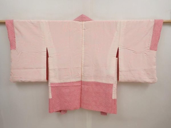 Photo6: 6817T05z400 Vintage Japanese Kimono Silk SHIBORI HAORI  Pink (6)