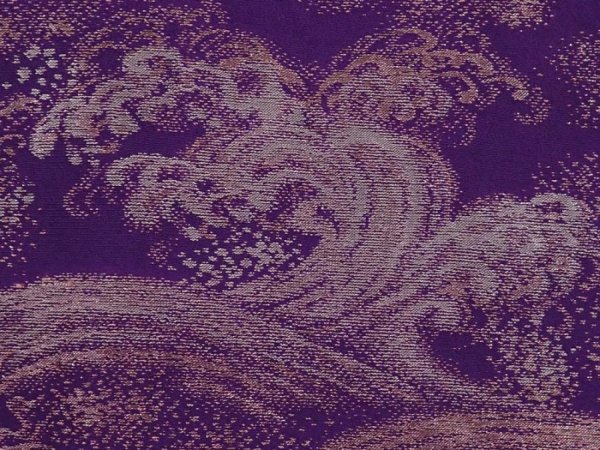 Photo4: 6817T06z500 Vintage Japanese Kimono Silk HAORI Wave Dark purple (4)