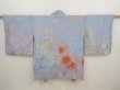 Photo1: 6817T08z640 Vintage Japanese Kimono Silk HAORI Chrysanthemum Light blue (1)