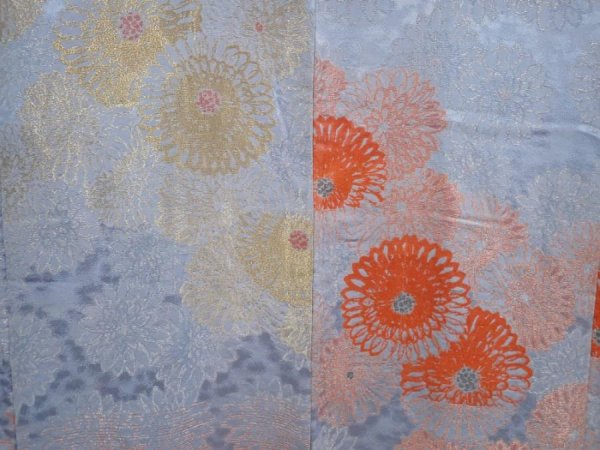 Photo3: 6817T08z640 Vintage Japanese Kimono Silk HAORI Chrysanthemum Light blue (3)