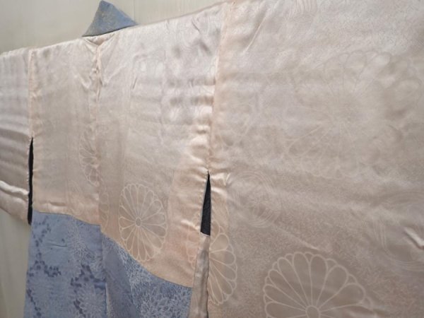 Photo7: 6817T08z640 Vintage Japanese Kimono Silk HAORI Chrysanthemum Light blue (7)