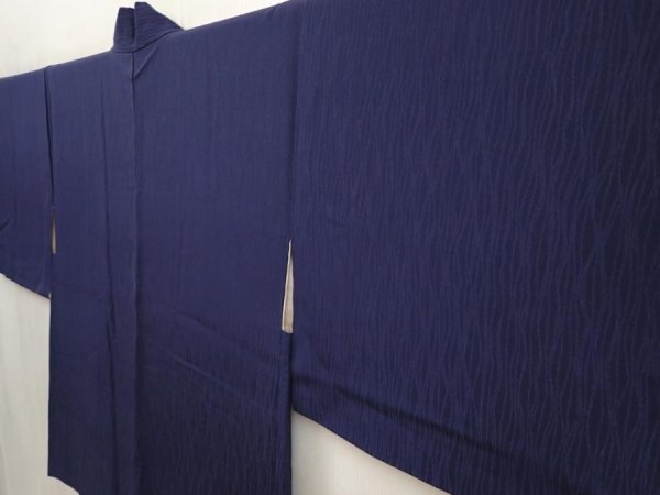 Photo2: 6817T09z460 Vintage Japanese Kimono Silk HAORI  Dark navy (2)