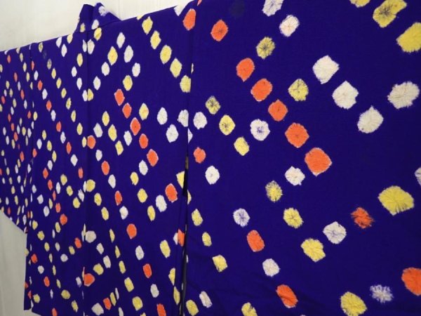 Photo2: 6817T10z500 Vintage Japanese Kimono Silk HAORI  Dark lavender blue (2)