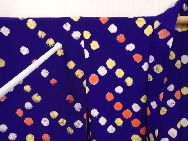 Photo7: 6817T10z500 Vintage Japanese Kimono Silk HAORI  Dark lavender blue (7)