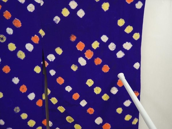 Photo8: 6817T10z500 Vintage Japanese Kimono Silk HAORI  Dark lavender blue (8)