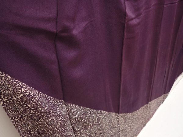 Photo3: 6817T12z670 Vintage Japanese Kimono Silk TSUKESAGE  Dull grape (3)