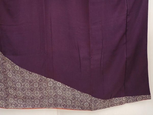 Photo7: 6817T12z670 Vintage Japanese Kimono Silk TSUKESAGE  Dull grape (7)