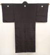Photo1: 6817T13z600 Vintage Japanese Kimono Silk Men's  Plain Black (1)