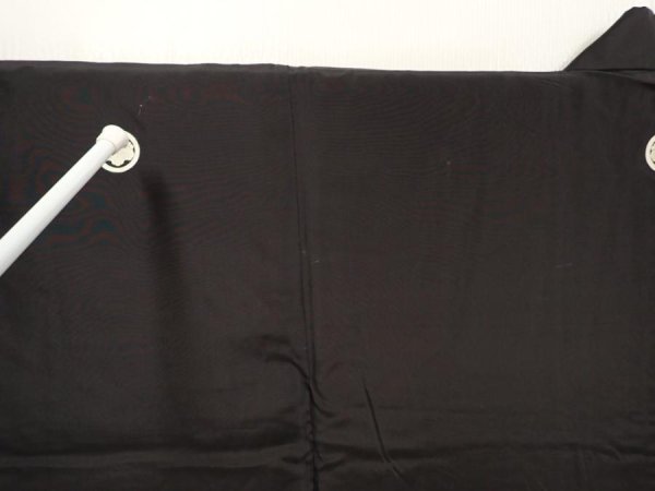 Photo6: 6817T13z600 Vintage Japanese Kimono Silk Men's  Plain Black (6)