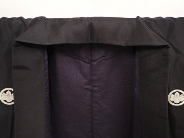 Photo8: 6817T13z600 Vintage Japanese Kimono Silk Men's  Plain Black (8)