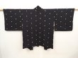 Photo1: 6826T01z530 Vintage Japanese Kimono Silk HAORI Hemp Black (1)