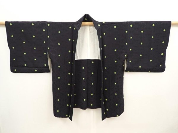 Photo5: 6826T01z530 Vintage Japanese Kimono Silk HAORI Hemp Black (5)