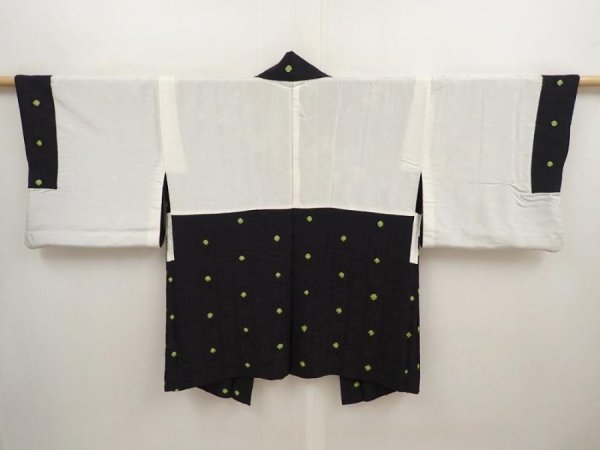Photo6: 6826T01z530 Vintage Japanese Kimono Silk HAORI Hemp Black (6)