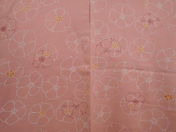 Photo3: 6826T02z550 Vintage Japanese Kimono Silk HAORI Flower Rosy brown (3)