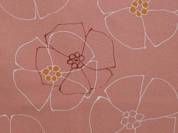 Photo4: 6826T02z550 Vintage Japanese Kimono Silk HAORI Flower Rosy brown (4)