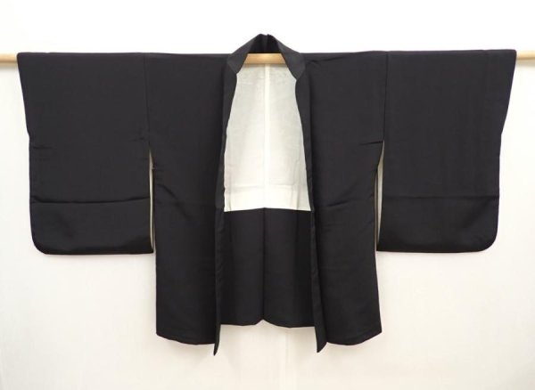 Photo5: 6826T03z560 Vintage Japanese Kimono Silk HAORI Peacock Black (5)