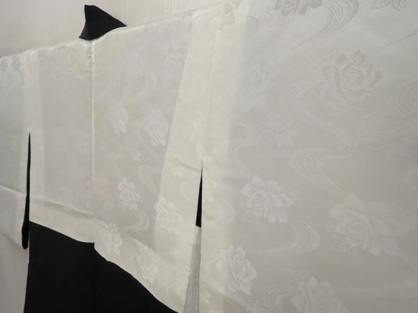 Photo7: 6826T03z560 Vintage Japanese Kimono Silk HAORI Peacock Black (7)