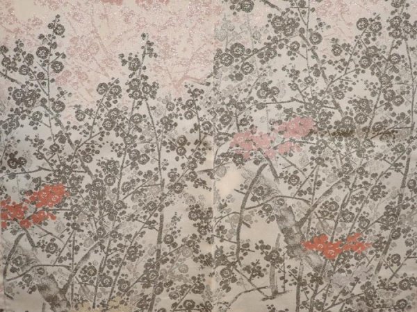 Photo3: 6826T04z590 Vintage Japanese Kimono Silk HAORI Plum blossom Peach-Beige (3)
