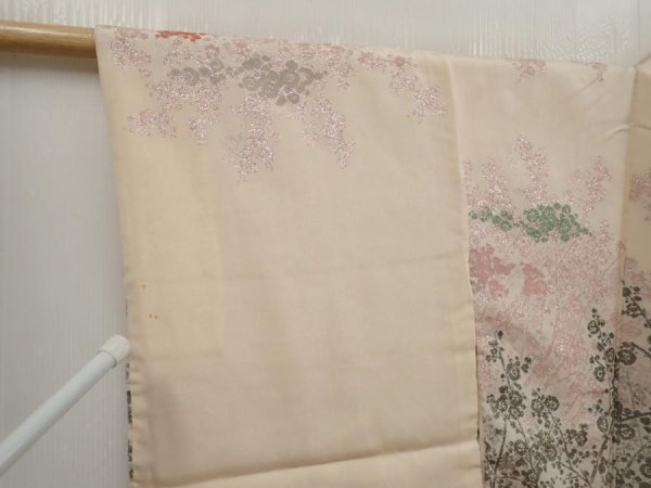 Photo6: 6826T04z590 Vintage Japanese Kimono Silk HAORI Plum blossom Peach-Beige (6)