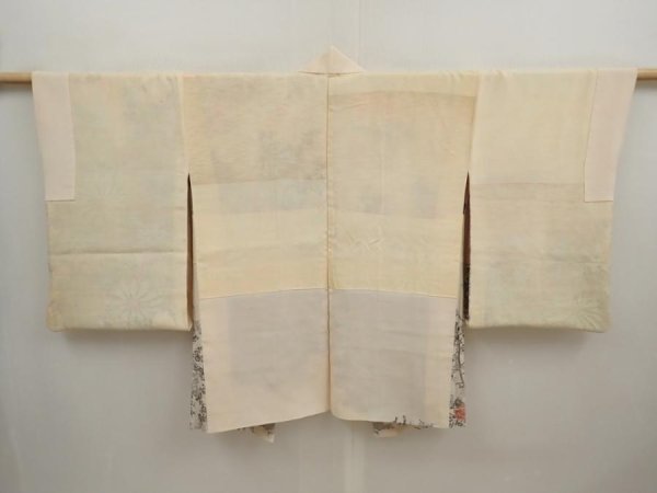 Photo7: 6826T04z590 Vintage Japanese Kimono Silk HAORI Plum blossom Peach-Beige (7)