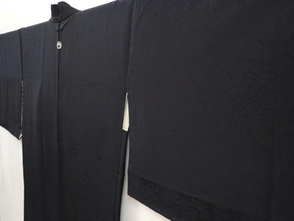 Photo2: 6826T05z620 Vintage Japanese Kimono Silk HAORI Peony Black (2)