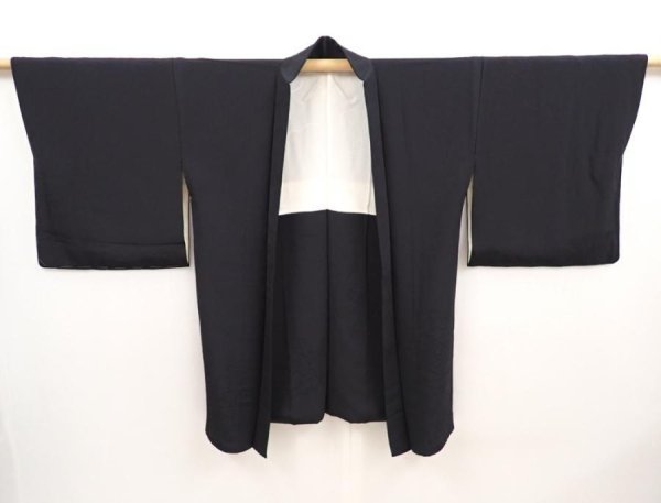 Photo6: 6826T05z620 Vintage Japanese Kimono Silk HAORI Peony Black (6)