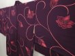 Photo2: 6826T06z550 Vintage Japanese Kimono Silk HAORI Flower Dark purple (2)