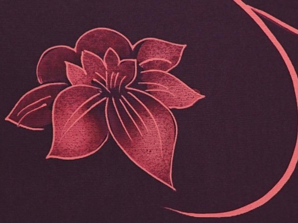 Photo4: 6826T06z550 Vintage Japanese Kimono Silk HAORI Flower Dark purple (4)