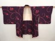 Photo5: 6826T06z550 Vintage Japanese Kimono Silk HAORI Flower Dark purple (5)