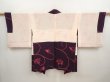 Photo6: 6826T06z550 Vintage Japanese Kimono Silk HAORI Flower Dark purple (6)