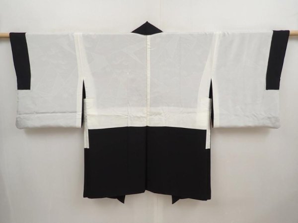 Photo6: 6826T07z570 Vintage Japanese Kimono Silk HAORI Princess Black (6)