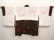 Photo6: 6826T08z580 Vintage Japanese Kimono Silk HAORI Flower Black (6)