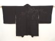 Photo1: 6826T09z500 Vintage Japanese Kimono Silk HAORI Leaf Black (1)