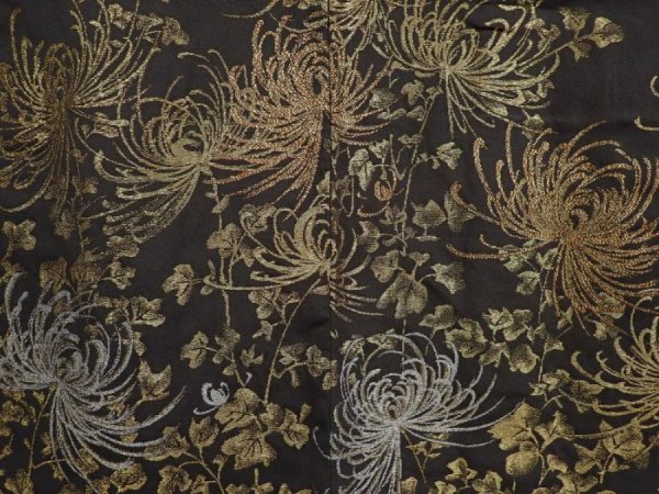 Photo3: 6826T10z610 Vintage Japanese Kimono Silk HAORI Chrysanthemum Black (3)