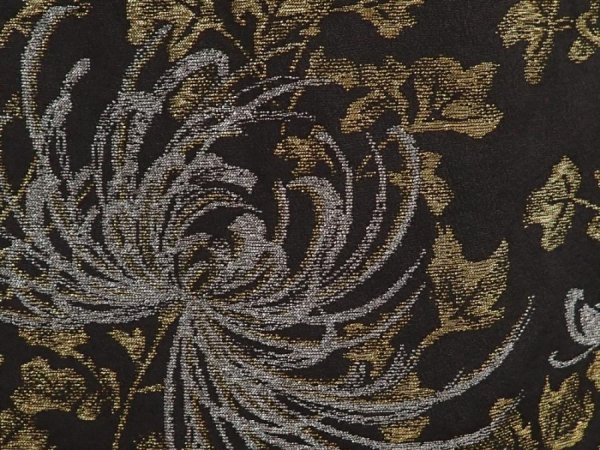 Photo4: 6826T10z610 Vintage Japanese Kimono Silk HAORI Chrysanthemum Black (4)