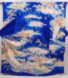 Photo1: 6826T14z1040  Japanese Kimono Silk FURISODE Peacock Oriental blue (1)